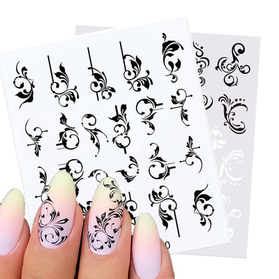 Harunouta 1pcs Nail Sticker Flower Water Transfer White Rose Necklace Lace Jewelry Nail Water Decal Black Wraps Tips Nail Stickers DailyAlertDeals   