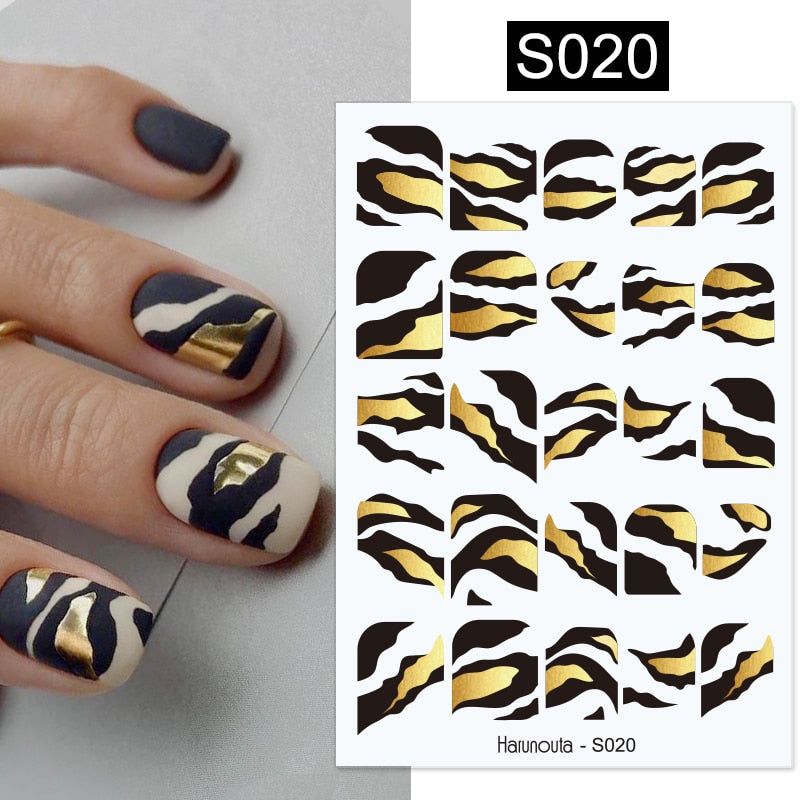 Harunouta French Line Pattern 3D Nail Art Stickers Fluorescence Color Flower Marble Leaf Decals On Nails  Ink Transfer Slider 0 DailyAlertDeals S020  