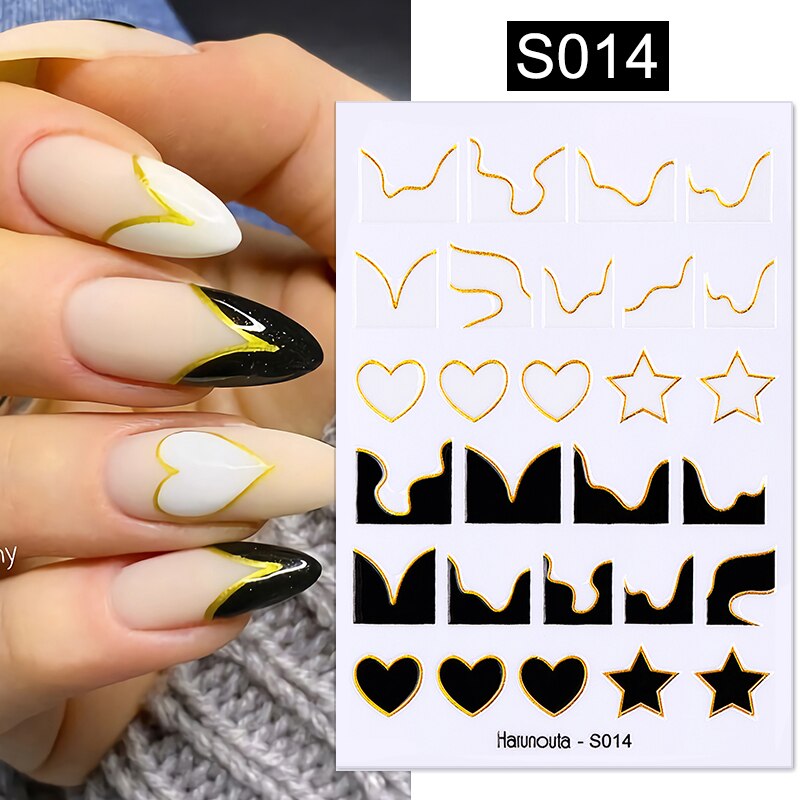 NEW Gold Nail Art 3D Decals Decoration Flower Leaves Nail Art Sticker DIY Manicure Transfer Decal Nail Stickers DailyAlertDeals S014  