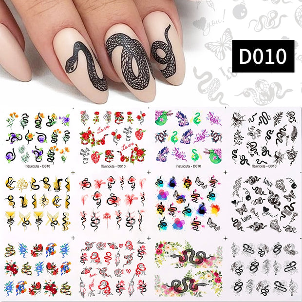 12 Designs Nail Stickers Set Mixed Floral Geometric Nail Art Water Transfer Decals Sliders Flower Leaves Manicures Decoration 0 DailyAlertDeals D010  