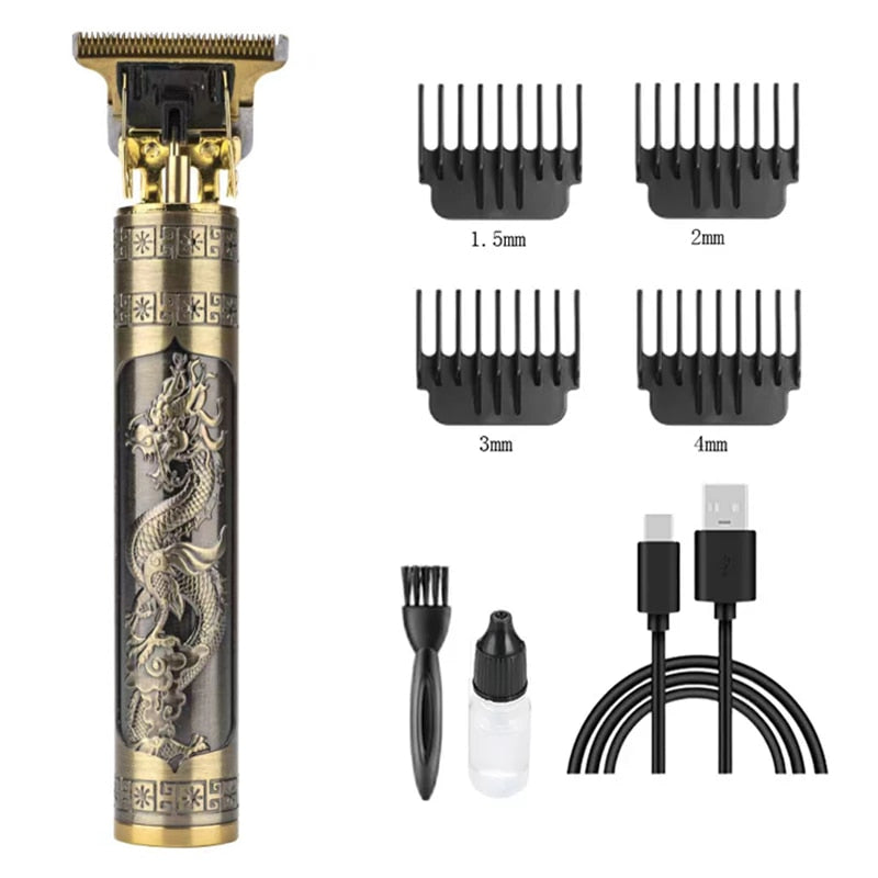 Hair Clipper Electric Clippers New Electric Men Retro T9 Style Buddha Head Carving Oil Head Scissors 18650 Battery Trimmer 0 DailyAlertDeals Plastic 1.0 Dragon  