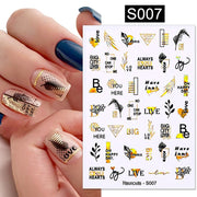 Harunouta Gold Flower Leaves Water Decals Slider Lines Geometrics Spring Summer Nail Art Transfer 3D Stickers DIY Watermarks Nail Stickers DailyAlertDeals   