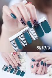 1sheet Korean Nail Polish Strips DIY Waterproof Nail Wraps Mixed Patterns Full Nail Patch Adhesive for Women Nail Art Stickers nail decal sticker DailyAlertDeals   