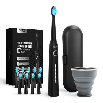 Seago Sonic Electric Toothbrush Tooth brush USB Rechargeable adult Waterproof automatic 5 Mode with Travel case Toothbrushes DailyAlertDeals   