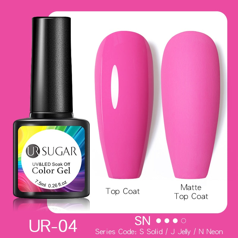 UR SUGAR 7.5ml Dark Purple Gel Nail Polish Soak Off UV LED Semi Permanent Gel Varnishes Manicure Nails Art Matte Top Coat Needed nail polish DailyAlertDeals neon 04  