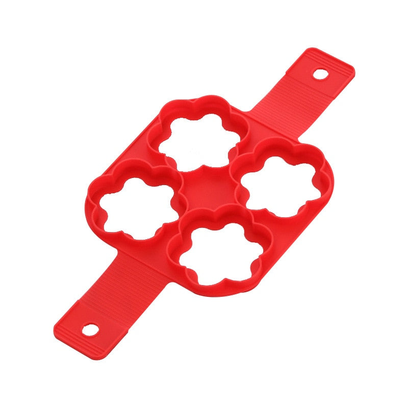 Egg Pancake Ring Nonstick Pancake Maker Mold Silicone Egg Cooker fried egg shaper Omelet Moulds for Kitchen Baking Accessories creative pancake moulds DailyAlertDeals Red-d  