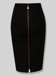 Women Bandage Pencil Skirt with Zip Pencil High Waist and Knee Length Women Elastic Bodycon Skirt 16 colors skirts DailyAlertDeals H888-Black XS 
