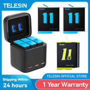 TELESIN Battery For GoPro Hero 10 11 1750 mAh Battery 3 Ways Fast Charger Box TF Card Storage For GoPro Hero 9 Accessories camera battery DailyAlertDeals   