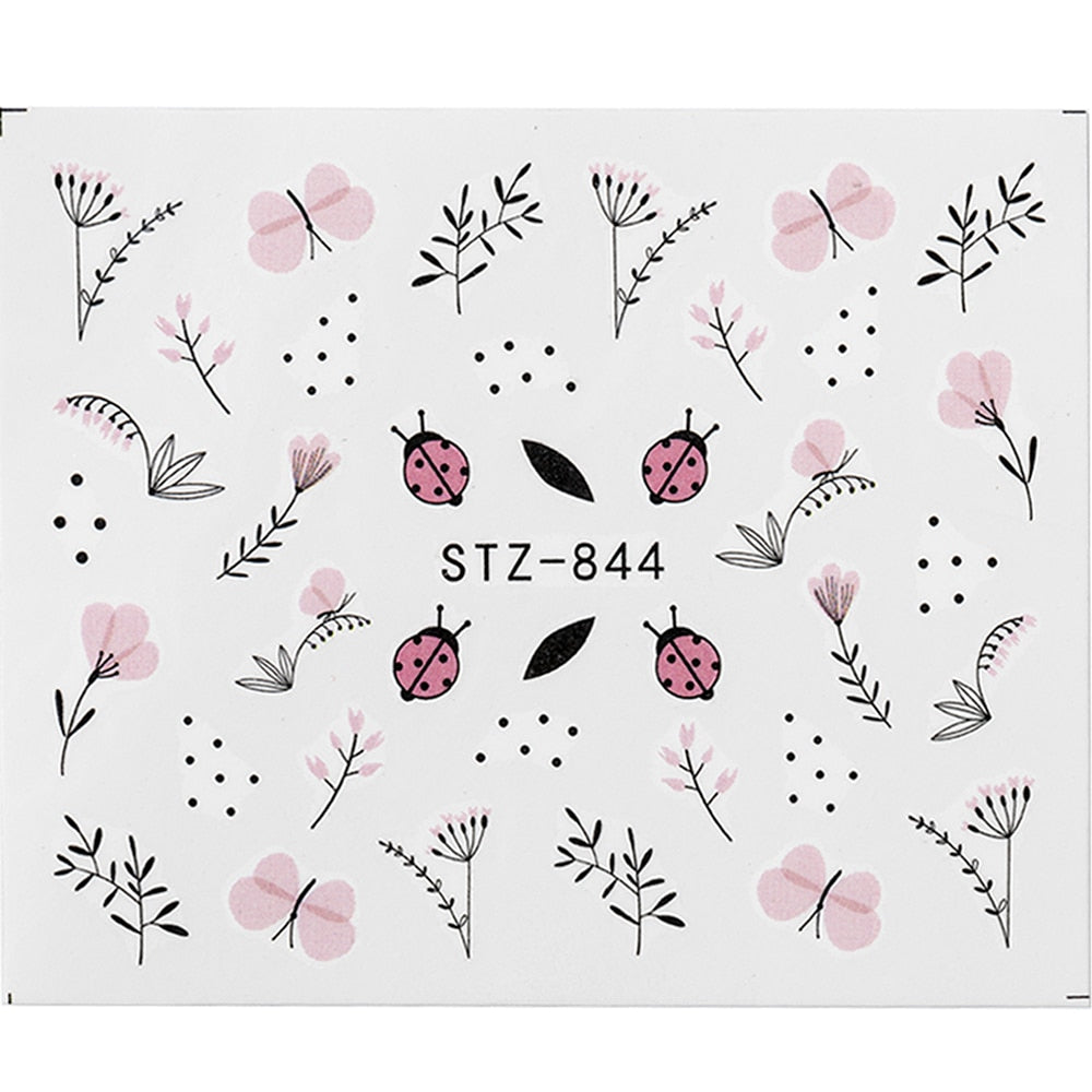 1Pcs Water Nail Decal and Sticker Flower Leaf Tree Green Simple Summer DIY Slider for Manicure Nail Art Watermark Manicure Decor 0 DailyAlertDeals SF187  
