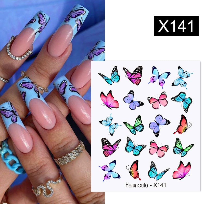 Harunouta Purple Blue Flowers Ink Blooming Nail Water Decals Geometry Line Ripple French Nail Stickers Manicuring Foils Wraps Nail Stickers DailyAlertDeals X141  