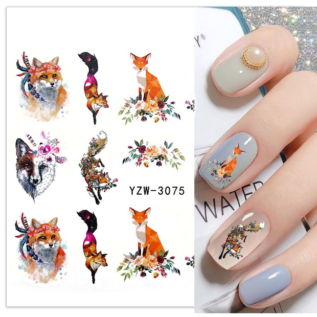 Nail Sticker Wolf Stickers Sliders For Nails Summer Full Nail Design Decorations Water Decals Animal Transfer Children's Slider nail art DailyAlertDeals   