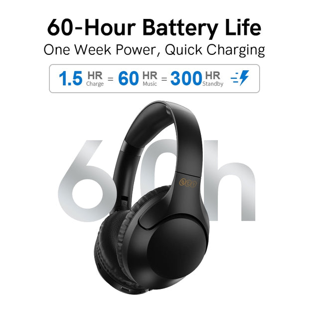 H2 Wireless Headphone Bluetooth 5.3 Earphone BASS HIFI Stereo Headset 78ms Low Latency for Music Gaming 60-Hour Playtime headphones DailyAlertDeals   