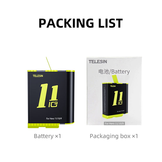 TELESIN Battery For GoPro Hero 10 11 1750 mAh Battery 3 Ways Fast Charger Box TF Card Storage For GoPro Hero 9 Accessories camera battery DailyAlertDeals 1 Yellow Battery China 