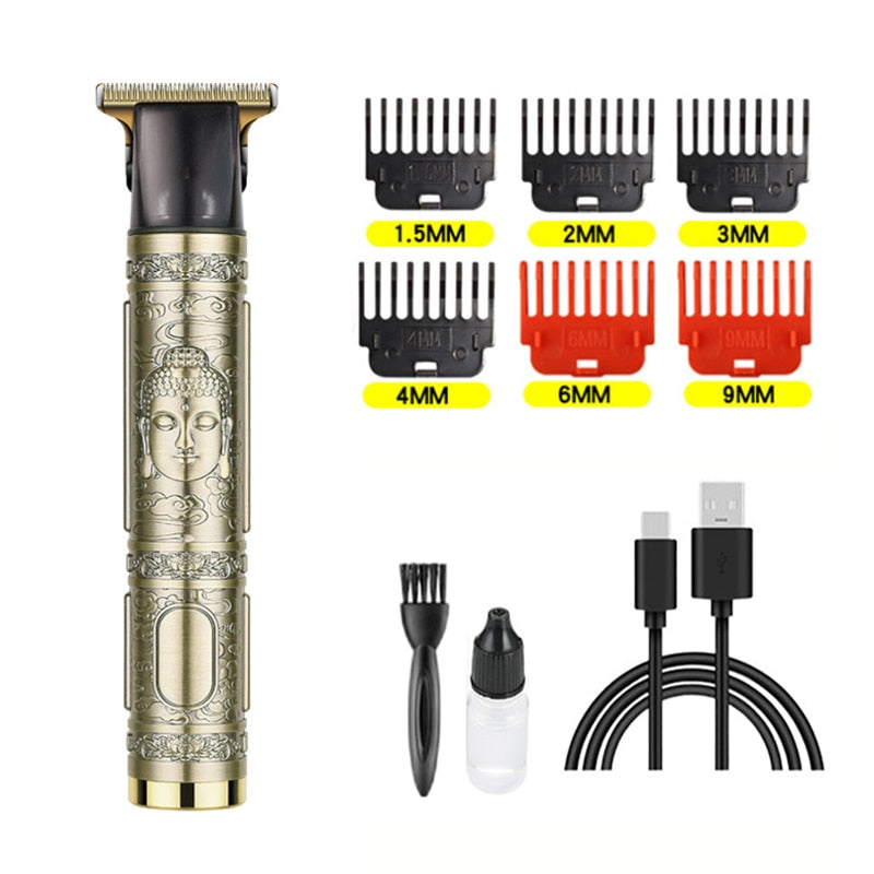 Hair Clipper Electric Clippers New Electric Men Retro T9 Style Buddha Head Carving Oil Head Scissors 18650 Battery Trimmer 0 DailyAlertDeals Metal3.0 Buddha  