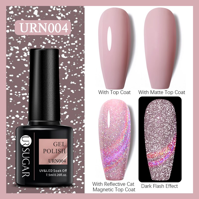 UR SUGAR Holographic Gel Reflective Cat Magnetic Nail Gel Polish Soak Off Laser Gel Glitter Varnish Manicure Nail Art Design Magnetic Nail Gel Polish DailyAlertDeals URN004  