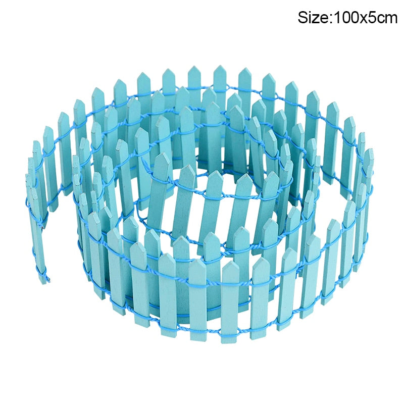 100*5cm/3cm Mini Wooden Fence DIY Miniature Fairy Garden Wood Barrier Dollhouse Showcase Craft Home Decoration Accessories Seasonal & Holiday Decorations DailyAlertDeals 100x5cm-blue  