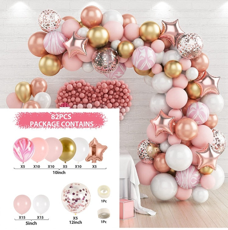 Pink Balloon Garland Arch Kit Birthday Party Decorations Kids Birthday Foil White Gold Balloon Wedding Decor Baby Shower Globos Balloons Set for Birthday Parties DailyAlertDeals 7 AS SHOWN 