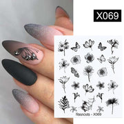 Harunouta Black Lines Flower Leaves Water Decals Stickers Floral Face Marble Pattern Slider For Nails Summer Nail Art Decoration 0 DailyAlertDeals   