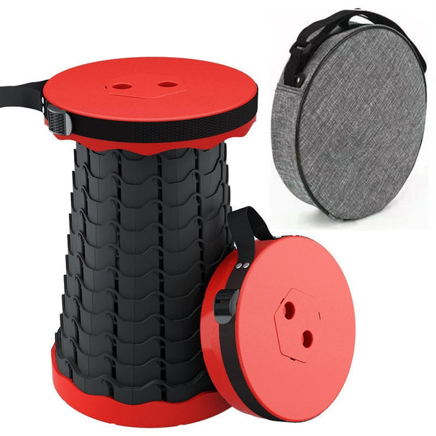 Portable Telescopic Folding Stool Outdoor Camping Retractable Stools for Travel Hiking Beach Chair Foldable Fishing Stool Chairs Folding Chairs & Stools DailyAlertDeals China Red with Bag 