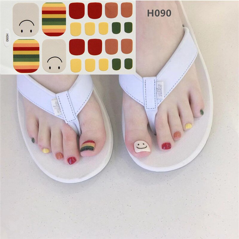22tips Korea Toe Nail Sticker Wraps Adhesive Decals Toenail Polish Strips DIY Pedicure Foot Decals Manicure Women nail art DailyAlertDeals H090  