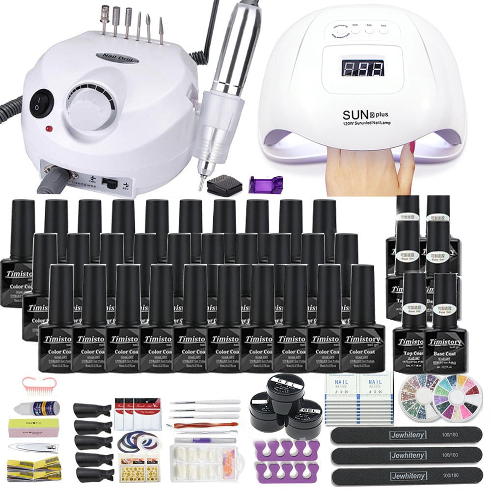 Manicure Set with Led Nail Lamp 120W Nail Set 30/20/10 Color UV Polish Gel Nail Kit Tools Set with Nail Drill Machine Nail files Electric Manicure Drill & Accessory DailyAlertDeals 30pcs gel X5P Set1 China 