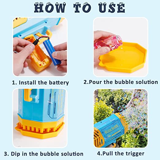 Rocket Boom Bubble Gun 69 Holes Soap Gatling Bubbles Blaster Machine Gun for Kids Toy Xmas Gift Bubble Gun Rocket DailyAlertDeals   