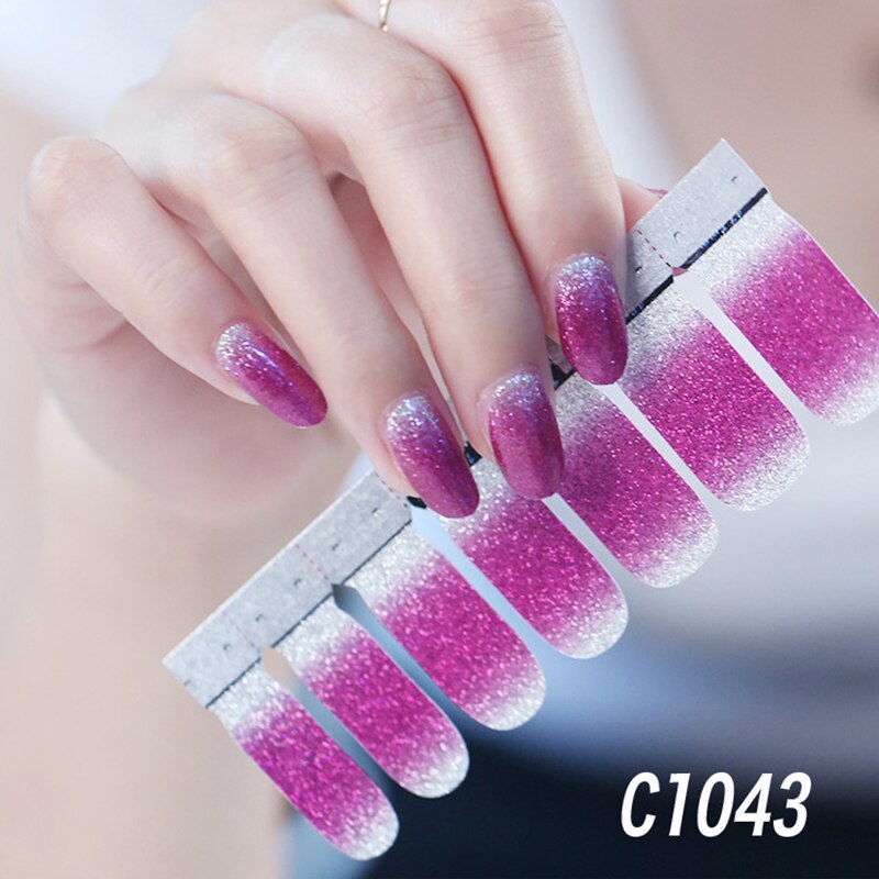 1sheet Korean Nail Polish Strips DIY Waterproof Nail Wraps Mixed Patterns Full Nail Patch Adhesive for Women Nail Art Stickers nail decal sticker DailyAlertDeals