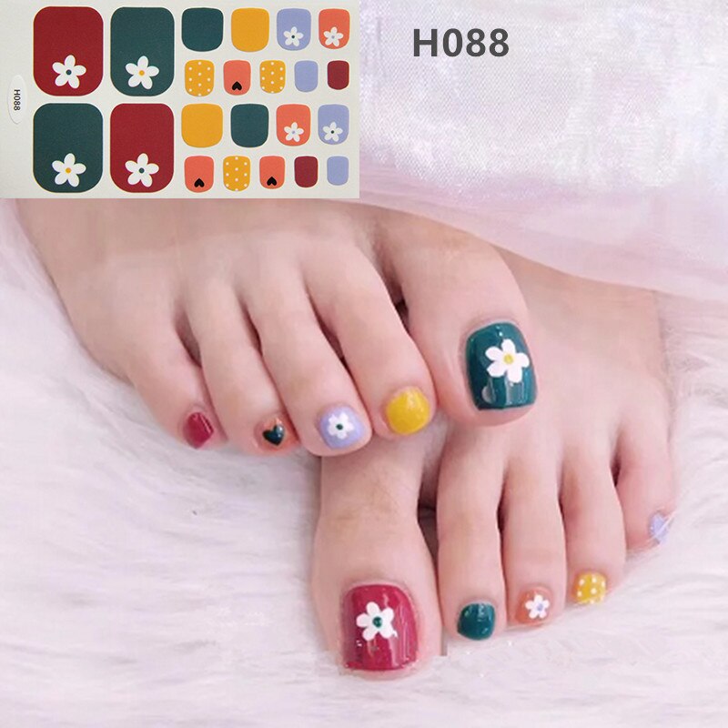 22tips Korea Toe Nail Sticker Wraps Adhesive Decals Toenail Polish Strips DIY Pedicure Foot Decals Manicure Women nail art DailyAlertDeals H088  