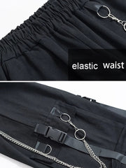 Women Cargo Pants 2021 Harem Pants Fashion Punk Pockets Jogger Trousers With Chain Harajuku Elastics High Waist Streetwear 0 DailyAlertDeals   