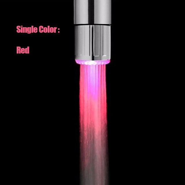 Zhang Ji LED Temperature Sensitive 3-Color Light-up Faucet Kitchen Bathroom Glow Water Saving Faucet Aerator Tap Nozzle Shower 0 DailyAlertDeals Single Color-Red  