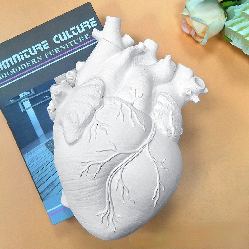 Heart Shape Flower Vase Resin Vase Dried Flower Container Vases Pots Body Sculpture Desktop Flower Pot Home Decoration Ornaments Nordic Ceramic Vase DailyAlertDeals   