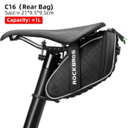 ROCKBROS Rainproof Bicycle Bag Shockproof Bike Saddle Bag For Refletive Rear Large Capatity Seatpost MTB Bike Bag Accessories 0 DailyAlertDeals C16-BK 1L Poland 