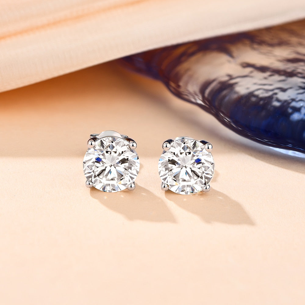 ATTAGEMS 2 Carat 8.0mm D Color Moissanite Stud Earrings For Women Top Quality 100% 925 Sterling Silver Sparkling Wedding Jewelry 0 DailyAlertDeals   