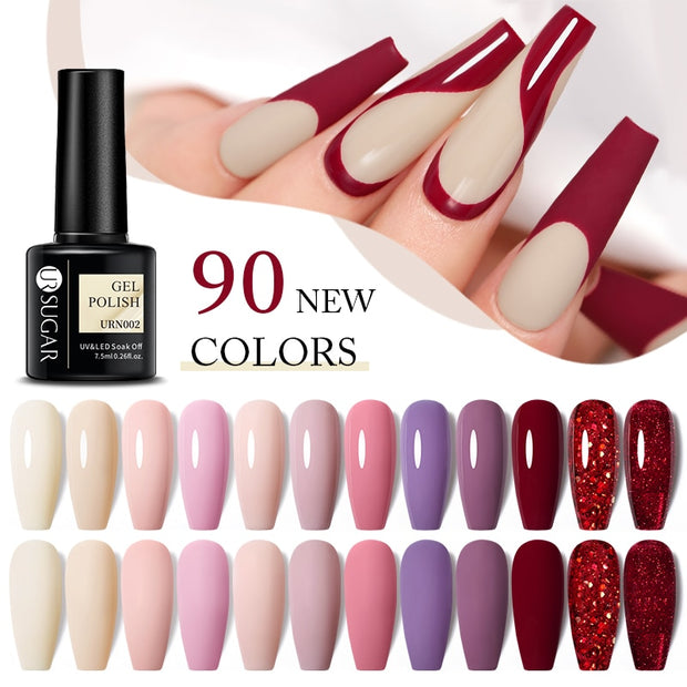 UR SUGAR 7.5ml Dark Purple Gel Nail Polish Soak Off UV LED Semi Permanent Gel Varnishes Manicure Nails Art Matte Top Coat Needed nail polish DailyAlertDeals   