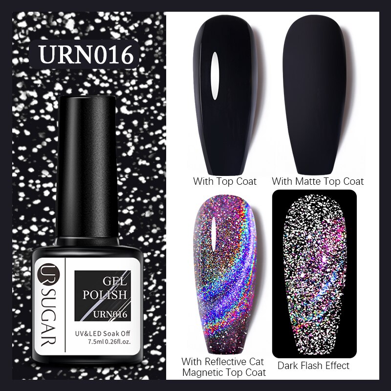 UR SUGAR Holographic Gel Reflective Cat Magnetic Nail Gel Polish Soak Off Laser Gel Glitter Varnish Manicure Nail Art Design Magnetic Nail Gel Polish DailyAlertDeals URN016  