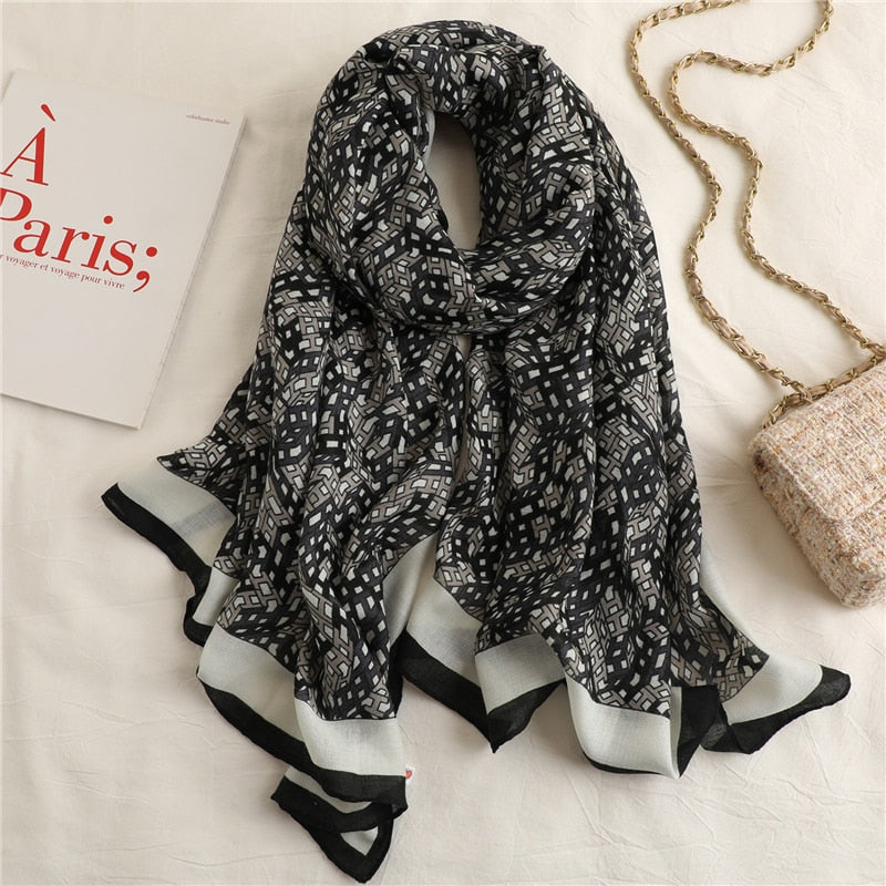 2022 New Design Brand Women Scarf Fashion Print Cotton Spring Winter Warm Scarves Hijabs Lady Pashmina Foulard Bandana Plaid 0 DailyAlertDeals