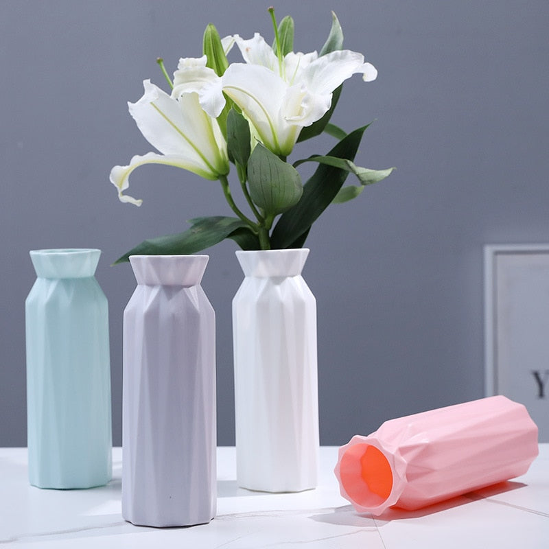 Nordic Style Flower Vase Living Room Decoration Ornaments Modern Origami Plastic Vases Pot for Flower Arrangements Home Decor ornaments DailyAlertDeals   