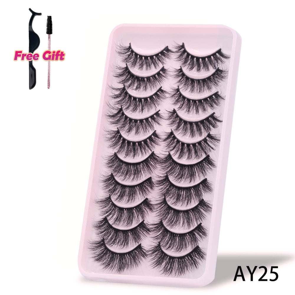 5/10Pairs 3D Mink Lashes Natural Eyelashes Dramatic False Eyelashes Faux Cils Makeup Wholesale Fake Eyelash Extension maquiagem 0 DailyAlertDeals 10Pairs-AY25 China 