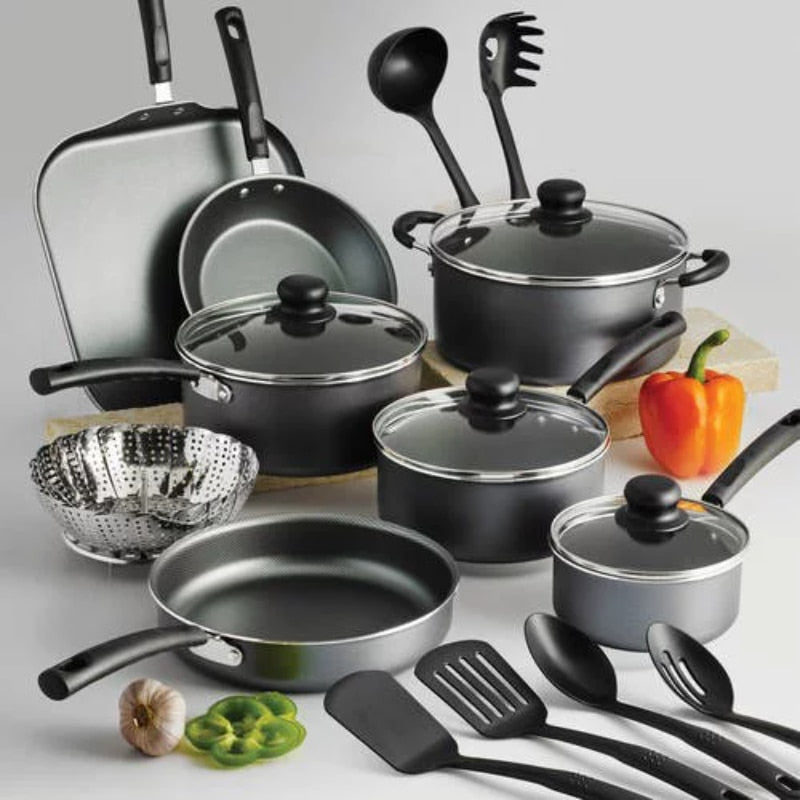 Cooking Ware Set 18 Piece Non-stick Cookware Set aluminum Pots, Pans and Utensils Cookware Essentials Cookware Set DailyAlertDeals   