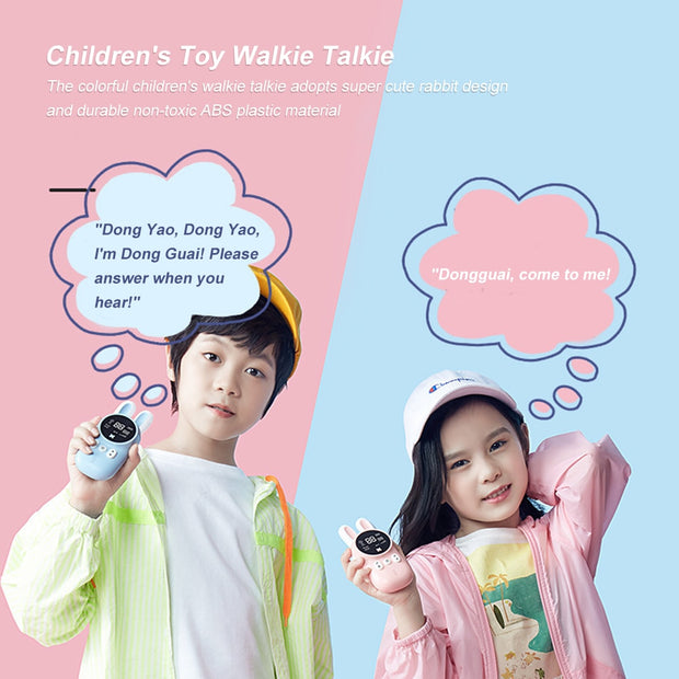 Portable Handheld Rabbit Shape Walkie Talkie Outdoor Radio Transceiver Interphone for Kids 1km Range LCD Screen Radio walkie talkie toy for children DailyAlertDeals   