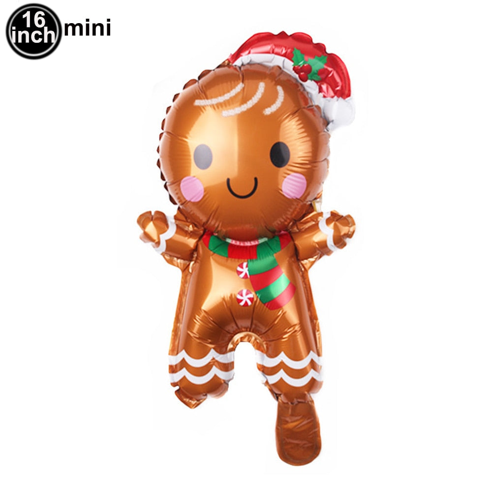 1pc Jumbo Gingerbread Man Foil Balloons Christmas Balloon Xmas Helium Foil Balloon Christmas Party Supplies New Year Decoration Balloons DailyAlertDeals mini gingerbread As pitures show 