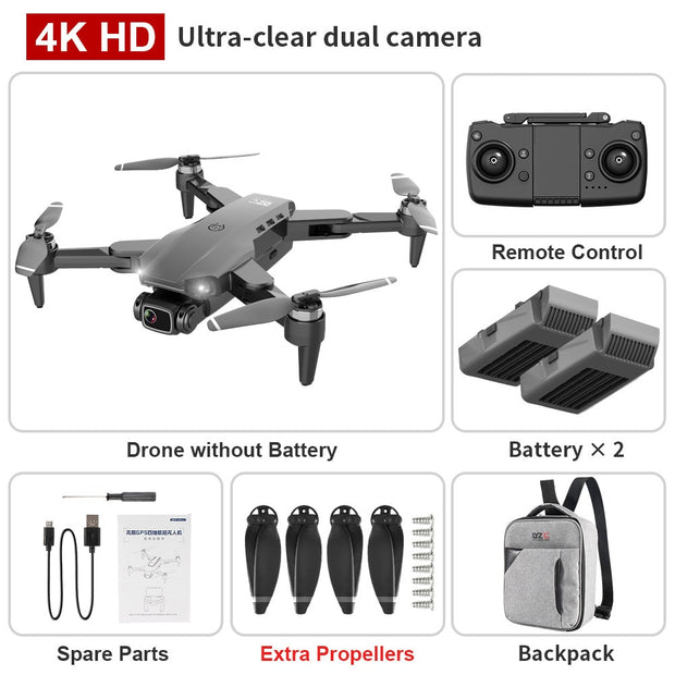 L900 PRO GPS Drone 4K HD Professional Dual Camera Aerial Stabilization Brushless Motor Foldable Quadcopter Helicopter RC 1200M CAMERA DRONE DailyAlertDeals 4K-Black-Backpack-2B Poland 