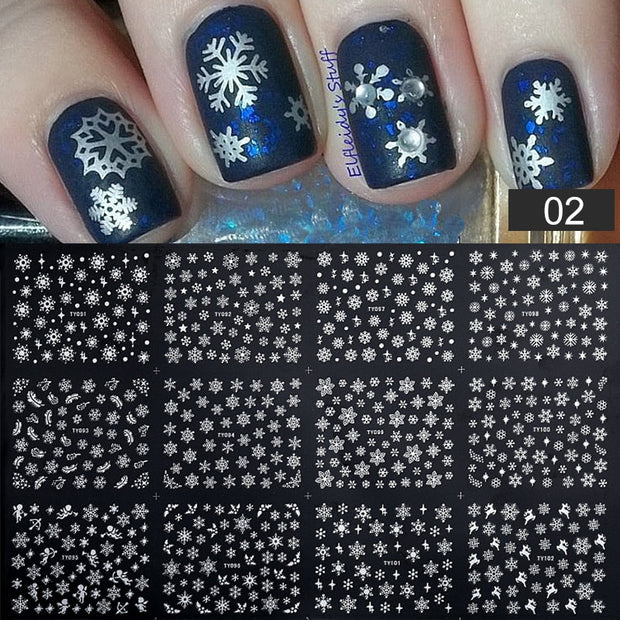 12 Designs Nail Stickers Set Mixed Floral Geometric Nail Art Water Transfer Decals Sliders Flower Leaves Manicures Decoration 0 DailyAlertDeals 3D-02  