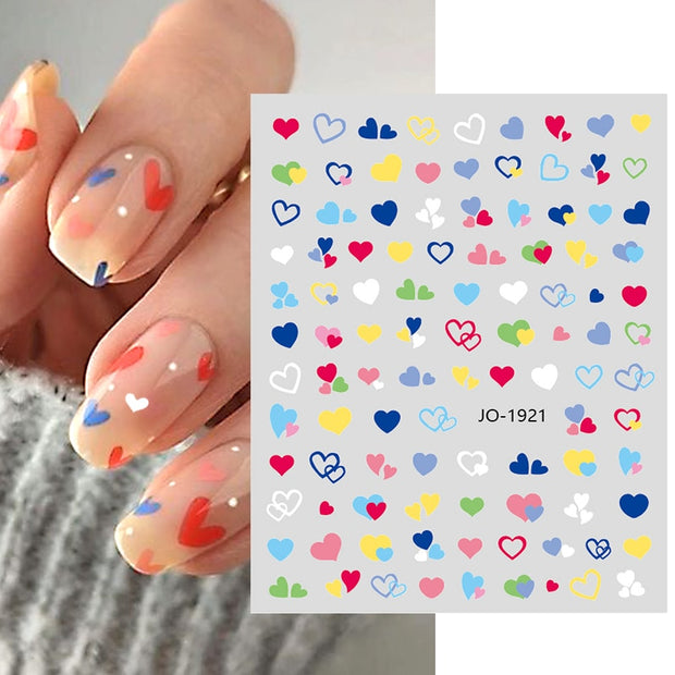 Purple Heart Love Design 3D Nail Sticker English Letter Stickers Face Pattern Trasnfer Sliders Valentine Nail Art Decoration 0 DailyAlertDeals 1921  