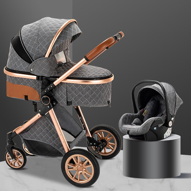 3 in 1 Luxury Baby Stroller With Car Seat Pram Kids Carriage Pushchair for Children Royal Luxury 3 in 1 Baby Stroller DailyAlertDeals Poland 3in1 grey 