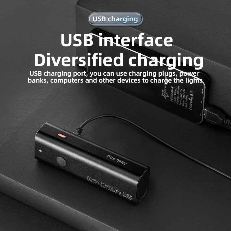 ROCKBROS Bike Light Rainproof Type-C Charging LED 2000mAh MTB Front Lamp Headlight Aluminum Ultralight Flashlight Bicycle Light USB Charging LED Flashlight for Bicycle DailyAlertDeals   