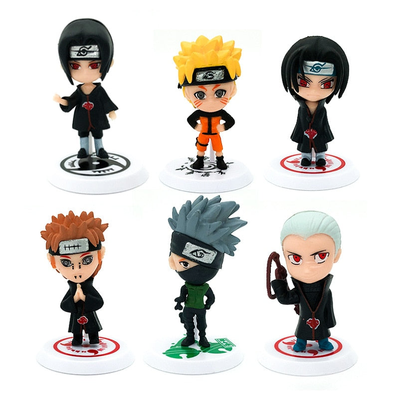 6 Pcs/Lot NARUTO Sasuke Gaara Uchiha Madara Figure 7-8cm 2 Style Personality Base Mini Figurines Action & Toy Figures DailyAlertDeals   