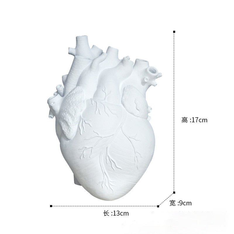 Heart Shape Flower Vase Resin Vase Dried Flower Container Vases Pots Body Sculpture Desktop Flower Pot Home Decoration Ornaments Nordic Ceramic Vase DailyAlertDeals white 17cm  