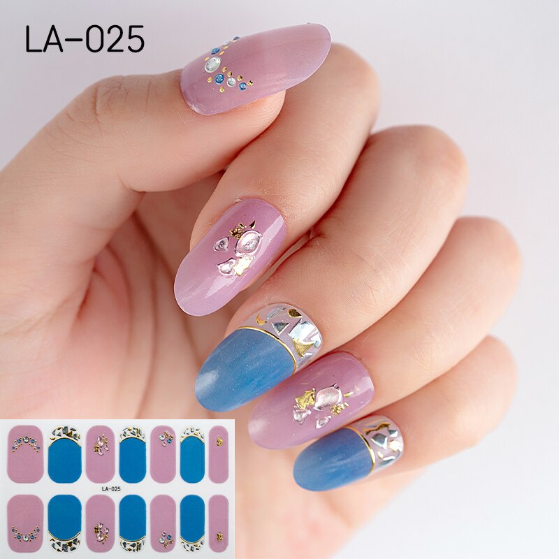 22tips Korea Toe Nail Sticker Wraps Adhesive Decals Toenail Polish Strips DIY Pedicure Foot Decals Manicure Women nail art DailyAlertDeals LA-025(14Tips)  