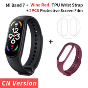 Xiaomi Mi Band 7 Smart Bracelet Fitness Tracker and Activity Monitor Smart Band 6 Color AMOLED Screen Bluetooth Waterproof Fitness Tracker and Activity Monitor Accessories DailyAlertDeals CN Add WineRed Strap USA 